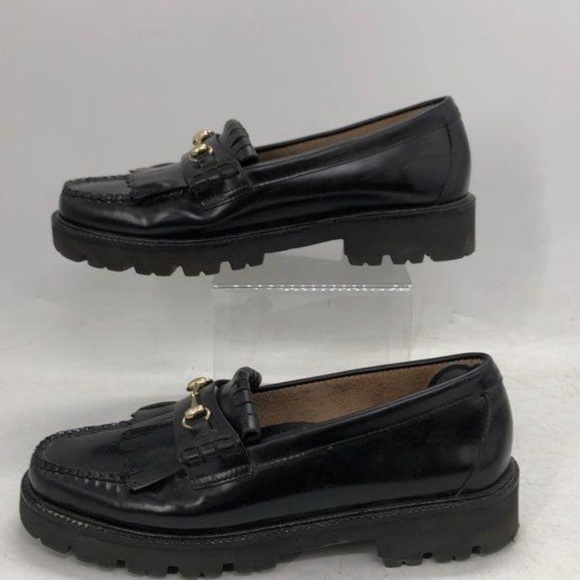 G.H. Bass & Co. Black Leather Fringe Loafers - Picture 3 of 8